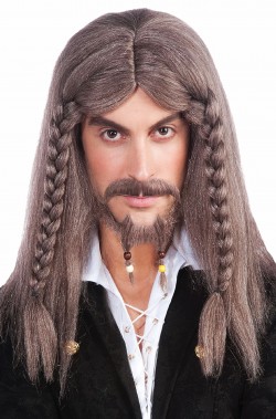 Parrucca uomo marrone lunga pirata