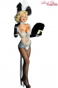 Costume Marilyn Monroe con body, piuma, girocollo e guanti