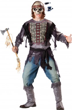 Costume uomo scheletro guerriero indiano zombie