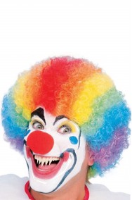 Parrucca clown corta afro riccia multicolor