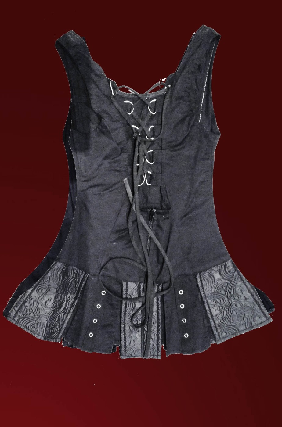 JULSEY - Vestito Corto In Pizzo Nero Con Corpetto E Gonna A Balze - Foto 5