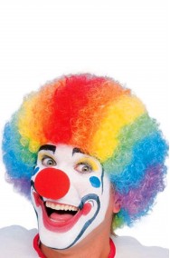 Parrucca clown corta afro riccia multicolor