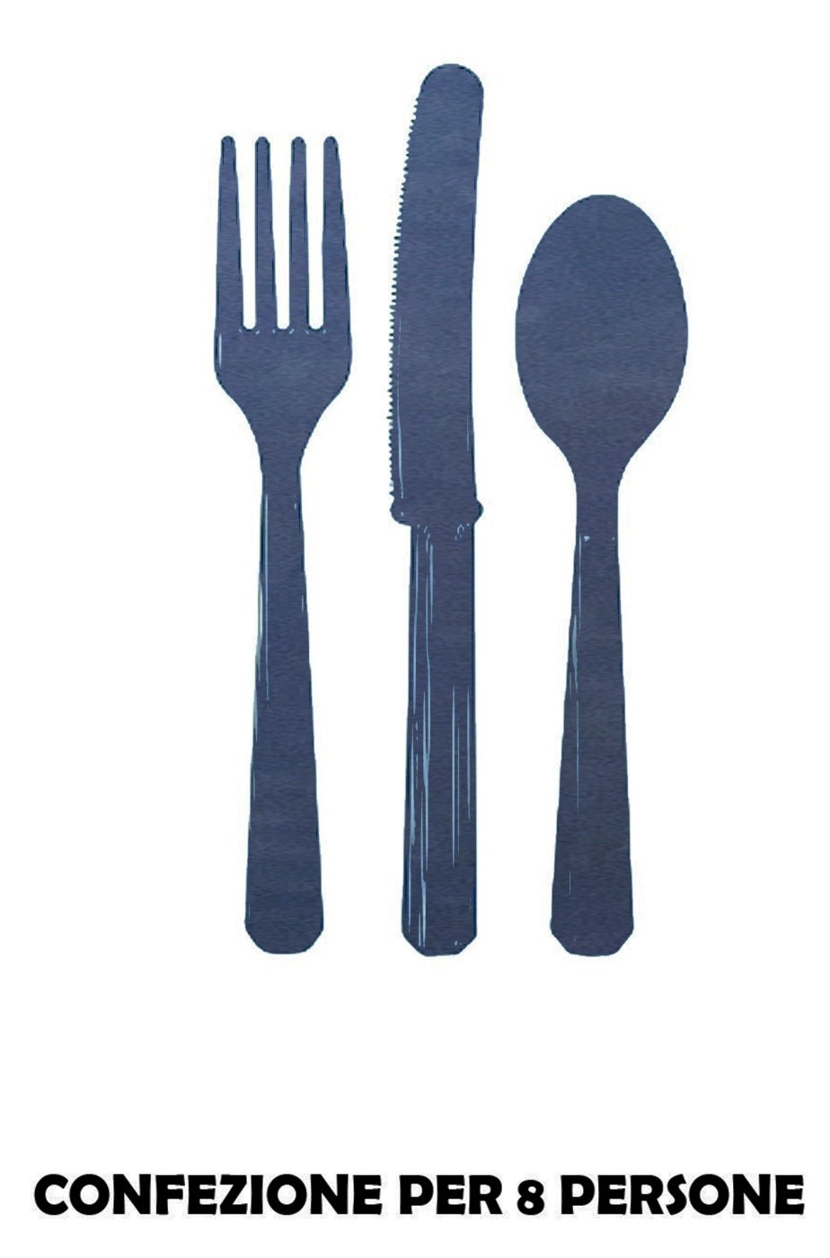 Set posate in plastica azzurre 24 pezzi (8 x cucchiai,forchette,coltelli)