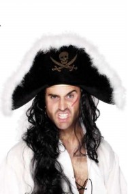 Cappello da pirata feluca con marabou bianco
