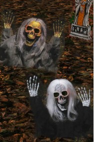 Pacchetto decorazioni Halloween da giardino: due scheletri che escono dal terreno 53cm!VERDE e NERO