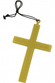 Croce in plastica da prete, monaco, frate color legno cm 20x 13