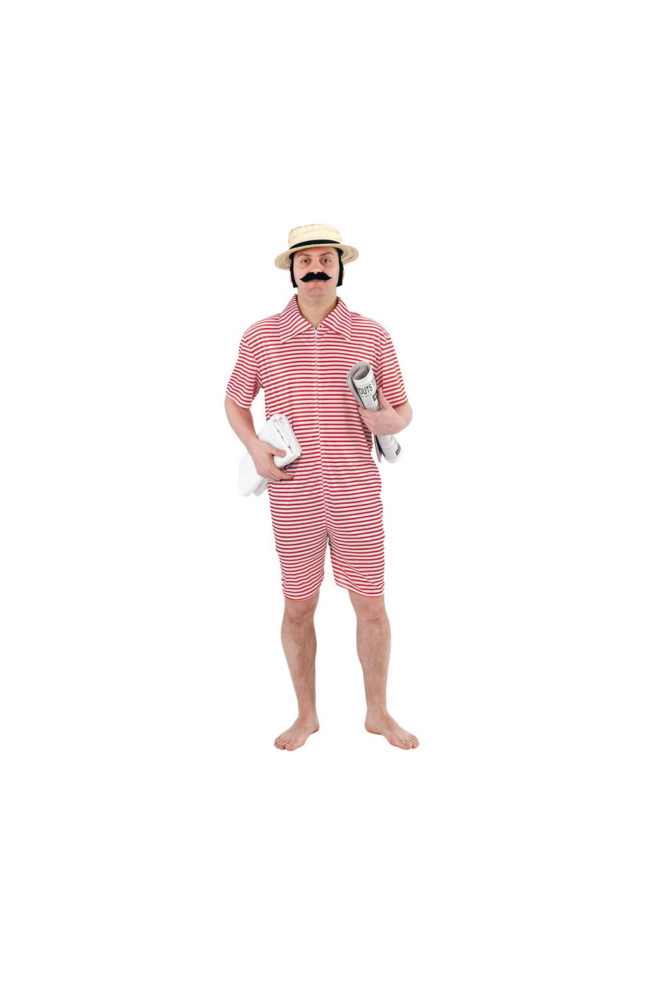 Costume da bagno anni 20 uomo forzuto a righe rosse