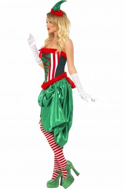 Costume abito Elfo donna di Babbo Natale Sexy Burlesque