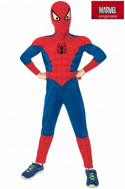 Costume carnevale Bambino Spiderman Originale De Luxe con muscoli