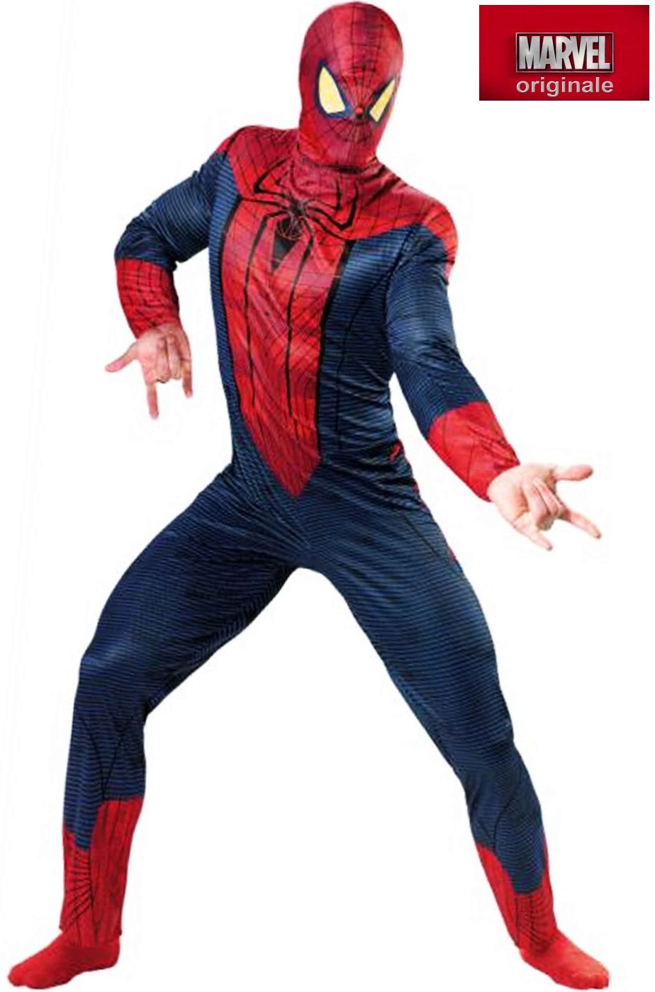 Costume Spiderman Classic vestito carnevale adulti uomo completo maschera  tuta 
