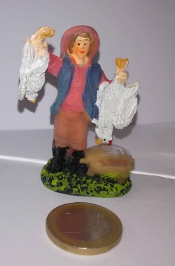Figurina Presepe in plastica (cm 5,5) pollaiolo pollivendolo