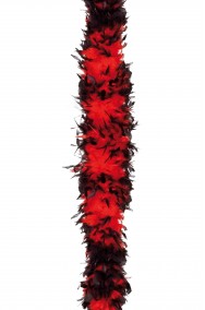 Boa di piume rosso e nero gr 60 circa 190 cm