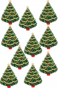 Decorazione natalizia per vetrine 10 Alberi di Natale in cartoncino plastificato