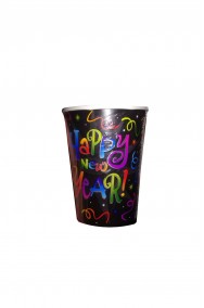 Happy New Year Black Capodanno bicchieri di carta confezione da 8, 266ml