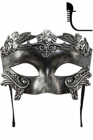 Maschera in Stile Veneziano uomo color argento