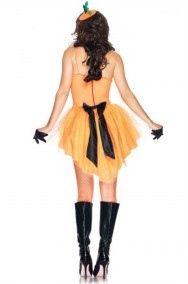 Costume da donna da zucca di Halloween arancione corto