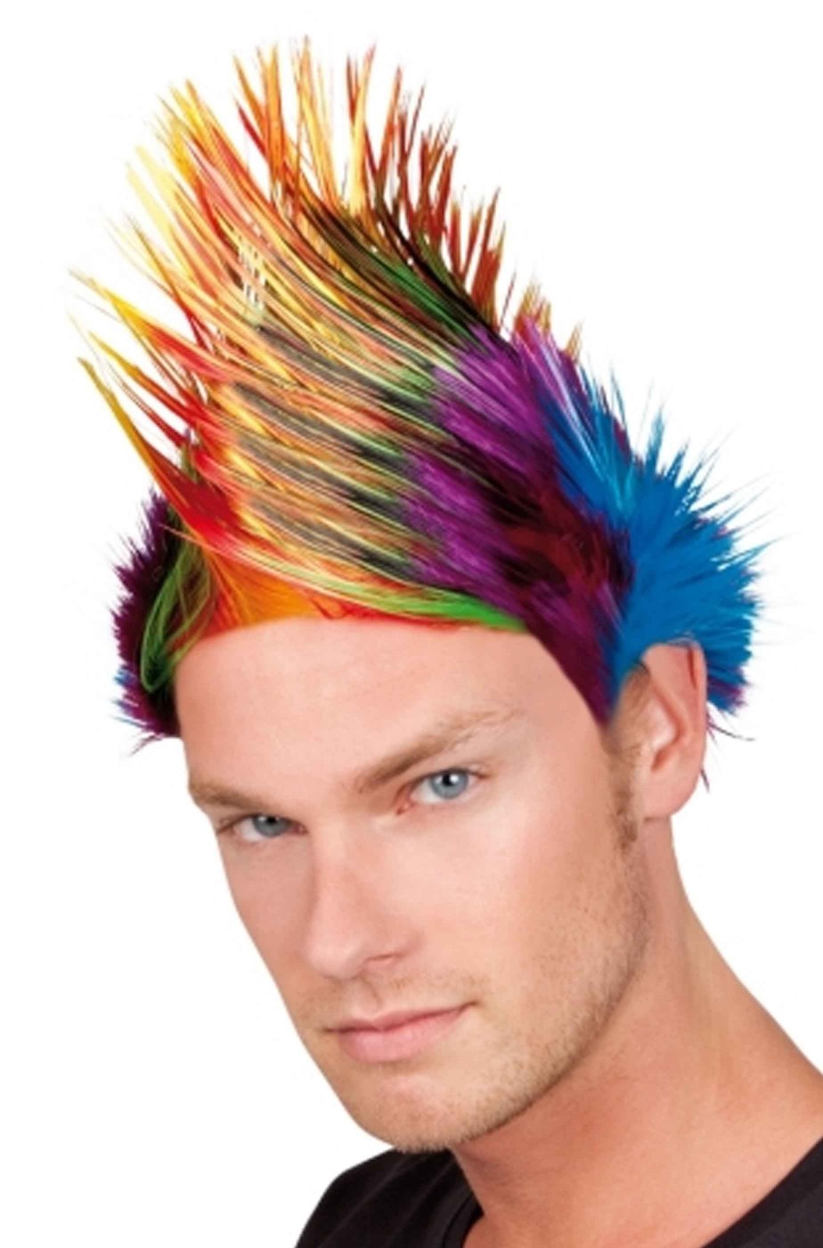 Parrucca punk con ciuffo cresta multicolore