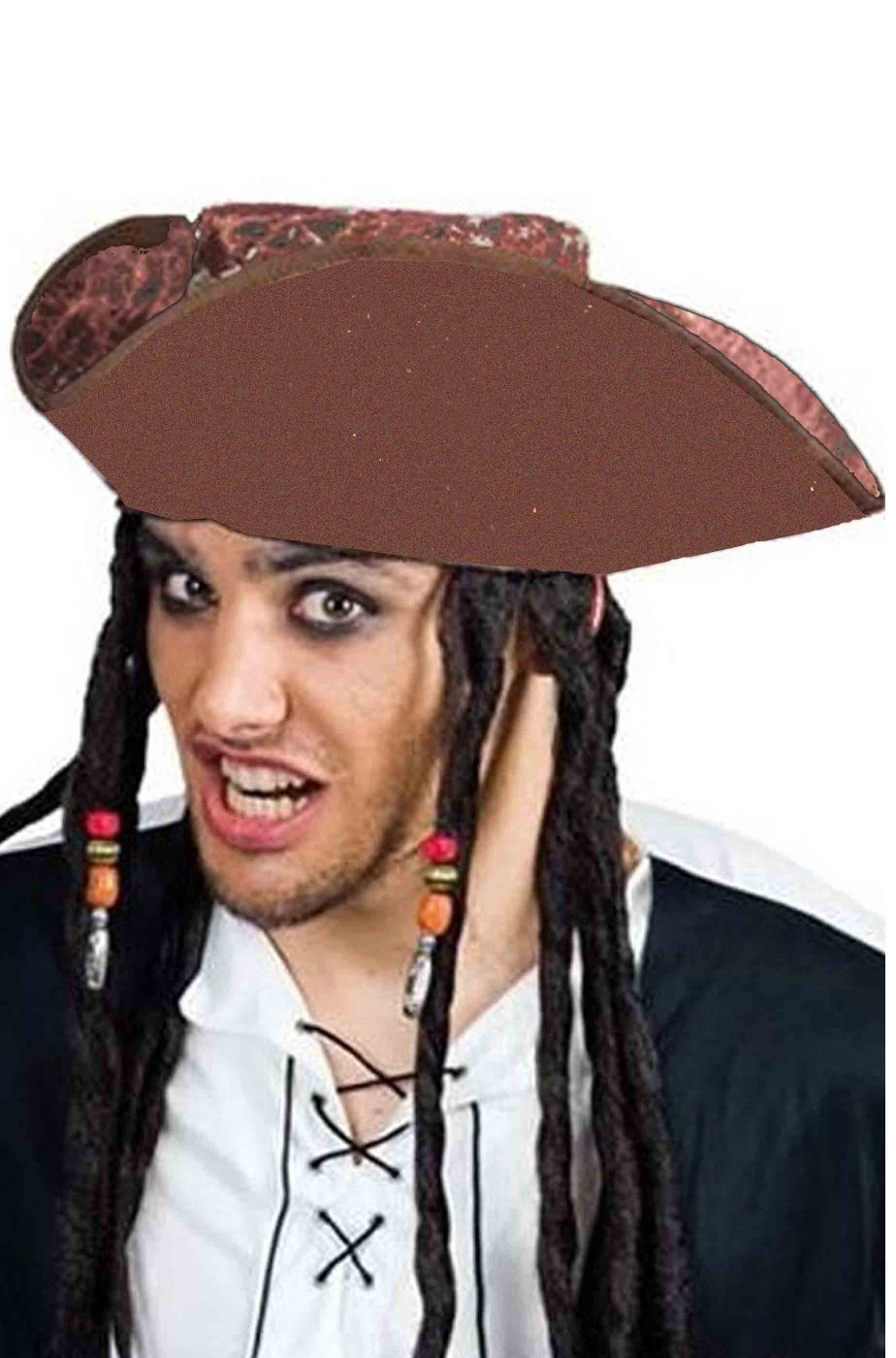 Cappello da pirata a tricorno con dreadlocks tipo Jack Sparrow