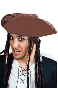 Cappello da pirata a tricorno con dreadlocks tipo Jack Sparrow