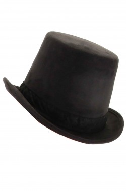 Cappello Cilindro Steampunk in ecopelle scamosciata Nero