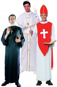 Costume da uomo prete cardinale papa sacerdote religioso carnevale  arcivescovo