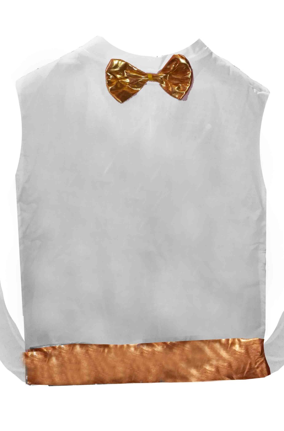 Finta camicia bianca a gilet con farfallino e fascia color oro