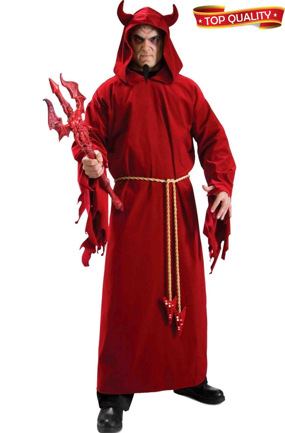 costume di halloween uomo da diavolo o demone a tunica rossa adulto
