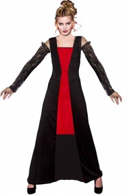 Costume halloween donna vampira nera e rossa