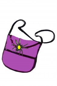 Borsa o borsetta da strega con ragno rosa