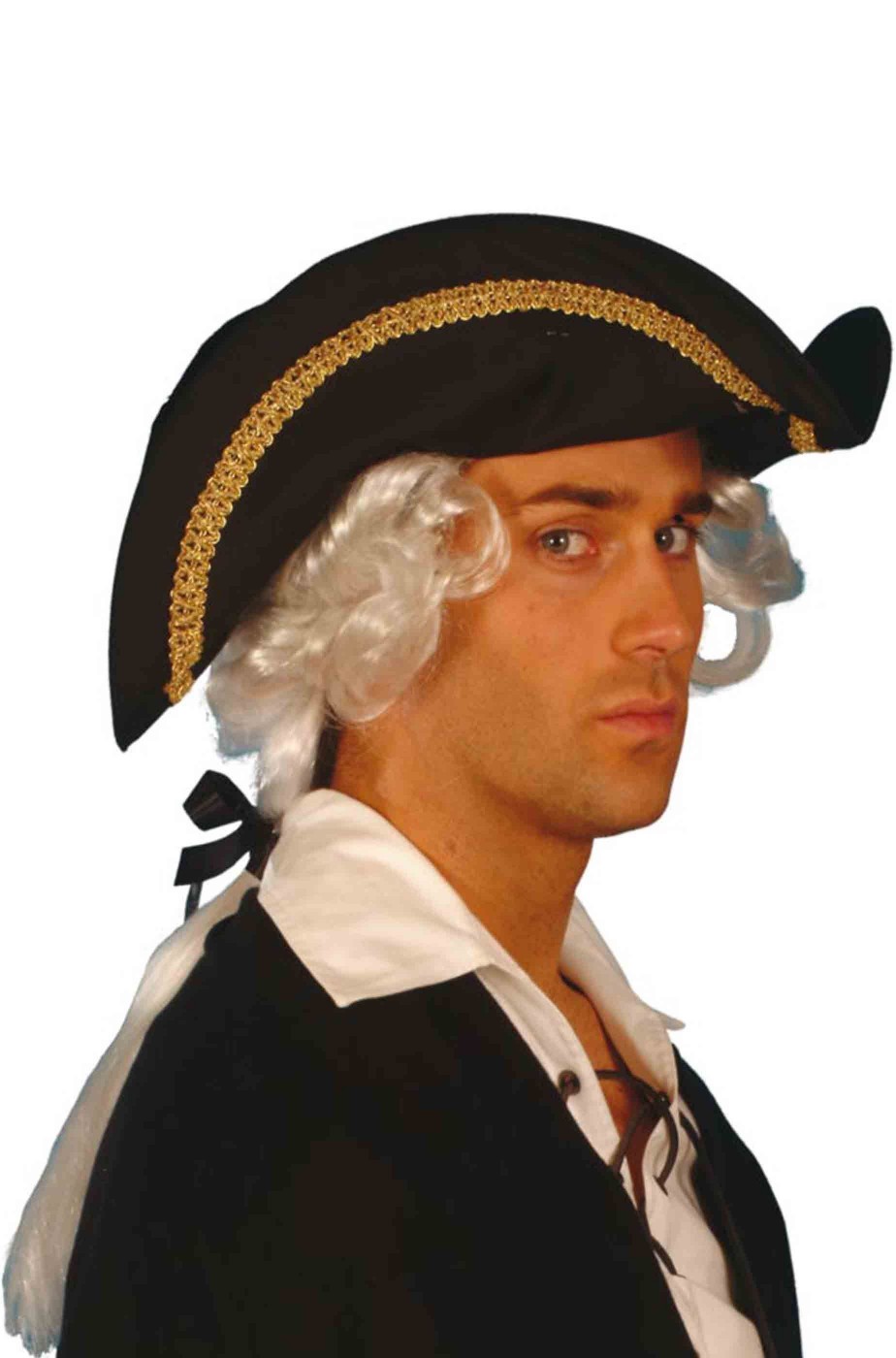 Cappello da pirata a tricorno con capelli
