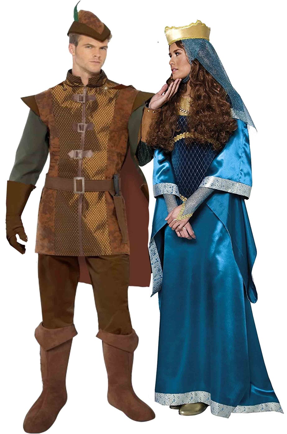 Coppia di Costumi medievali Robin Hood Lady Marion