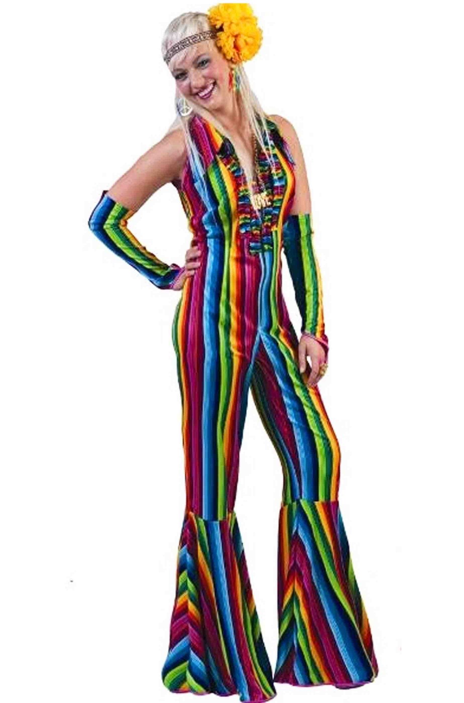 Costume donna Anni 70 tuta intera arcobaleno