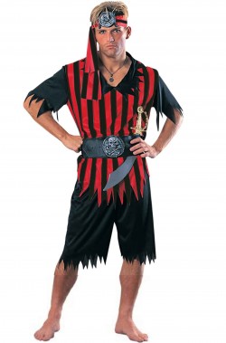 Costume uomo pirata rosso e nero