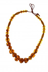 Collana aborigena primitiva africana con pietre ambrate finte rotonde 