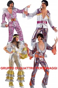 Gruppo di Costumi di Carnevale Gli ABBA per festa anni 70 per adulti