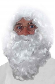 Barba Babbo Natale bianca riccia lunga circa 27 cm