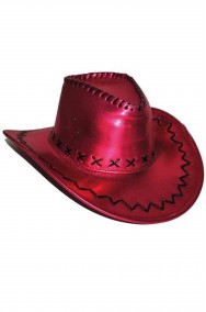 Cappello cowboy similpelle rosa