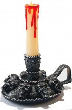 Candelabro halloween horror con candela finta a LED e teschi