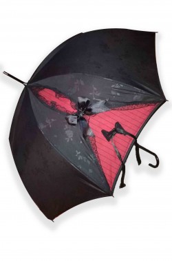 Ombrello parasole gotico dark nero e rosso sangue con rose