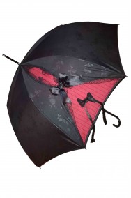 Ombrello per vestiti dark  rosso e nero con fiocchi