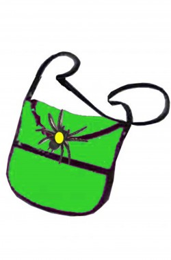Borsa o borsetta da strega con ragno verde