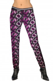 Leggins  Anni 70 con cerchi multicolor viola e argento