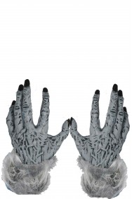 Guanti uomo lupo, lupo mannaro, licantropo grigi con pelo