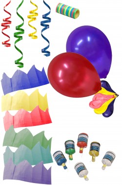 Party Kit Capodanno o Compleanno misto stelle palloncini coroncine coriandoli
