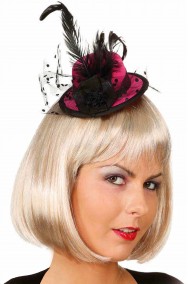 Mini Cappello Rosa e Nero anni 20 burlesque