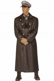 Cappotto nero da ufficiale nazista o russo in similpelle