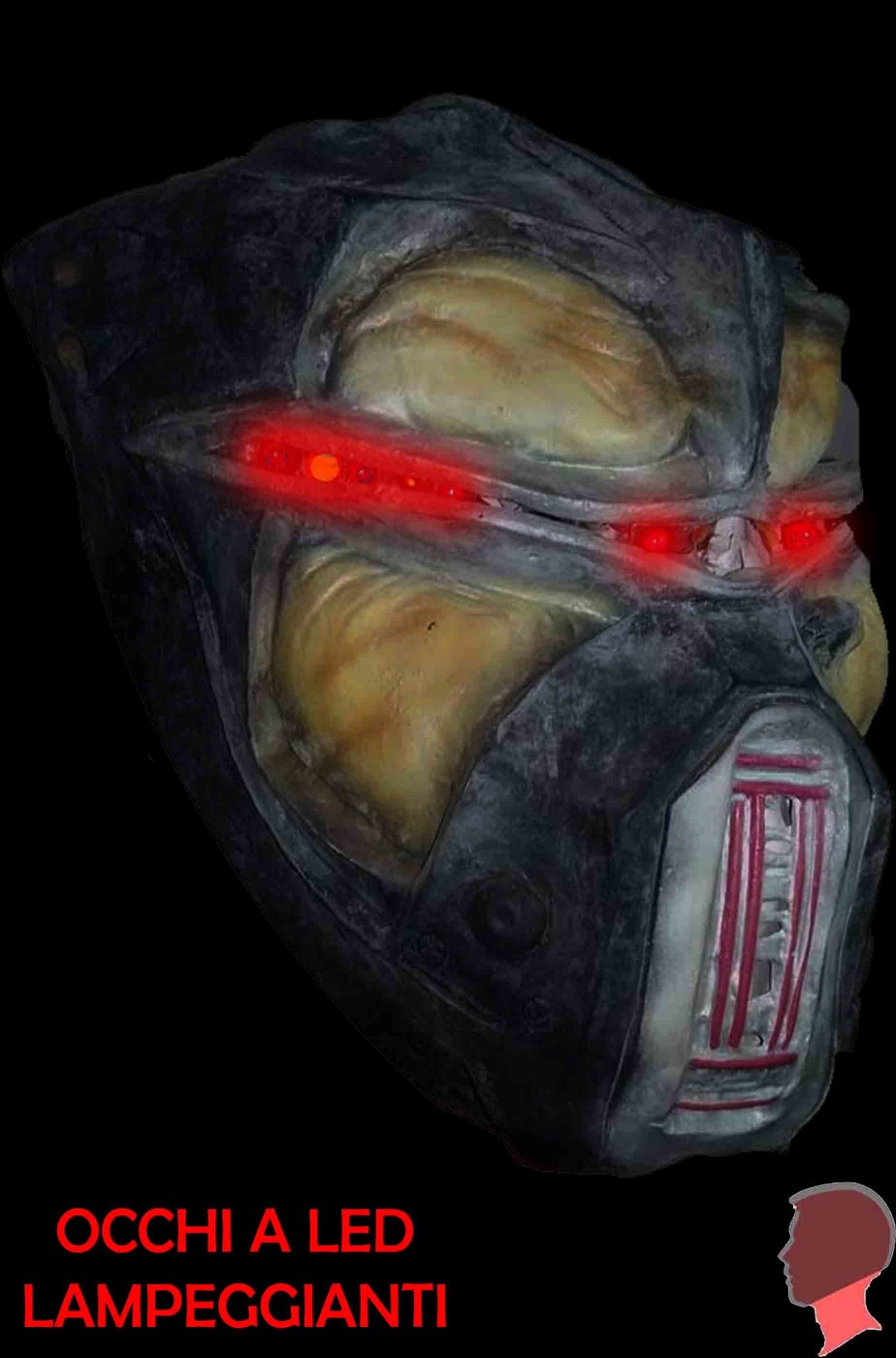 Maschera alieno androide a LED con occhi lampeggianti