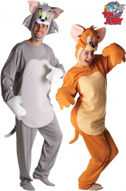Coppia di costumi mascotte Tom e Jerry con teste separate