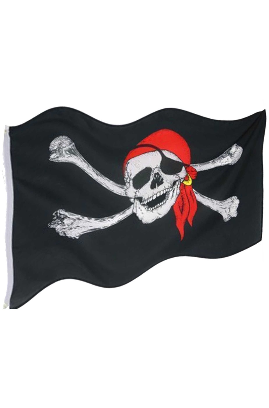 Bandiera dei pirati media con teschio bandana e ossa 86x55 cm