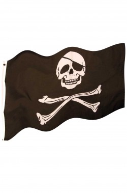 Bandiera pirata molto grande nera con teschio ed ossa cm 155 x 99